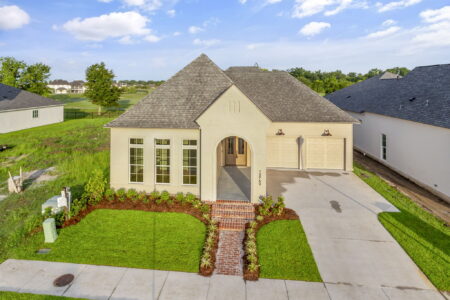 Aerial shot of the front of Lot 42 in the Lakes at Harveston.