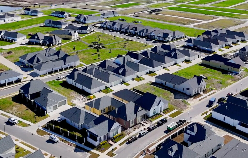 Aerial View of Homes in The Lakes at Harveston